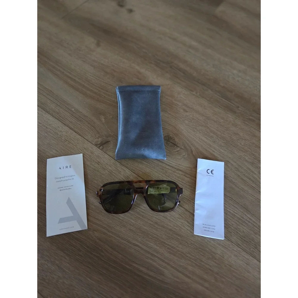 AIRE Whirlpool Tortoiseshell Aviator Sunglasses‎ Brown Green Lens 2342200